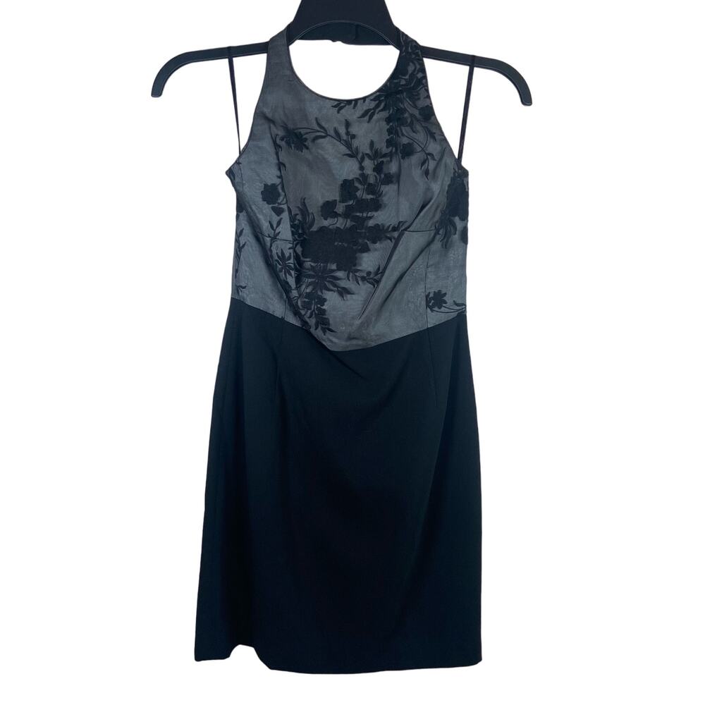 Vintage Kay‎ Unger Lace Silk Halter Black Dress Women's 4 90's Y2K Whimsygoth